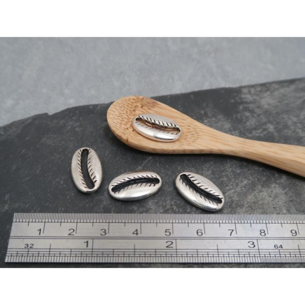 Breloques connecteurs coquillages cauris en métal argenté, 18x11 mm, 5 pcs - Photo n°3