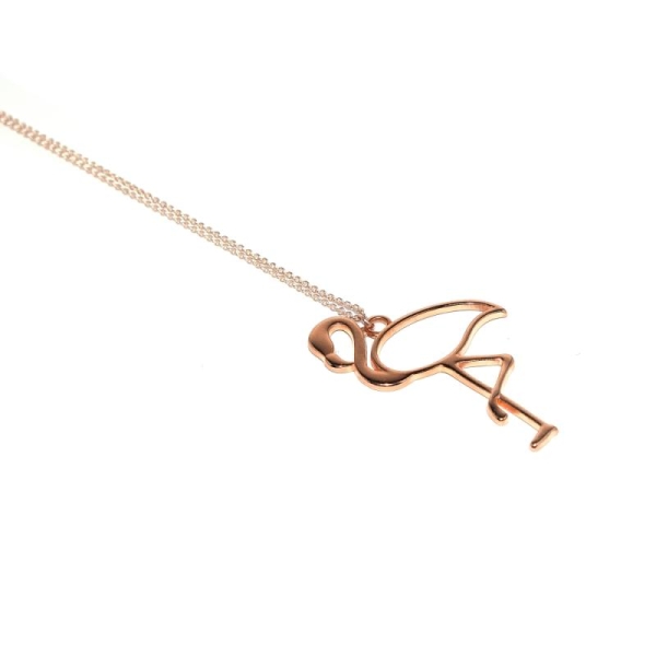 Collier flamant rose, fine chaîne rose gold - Photo n°1