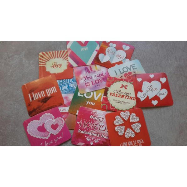Stickers étiquettes vignettes autocollantes carré amour kawaii rouge, 15 pcs - Photo n°2