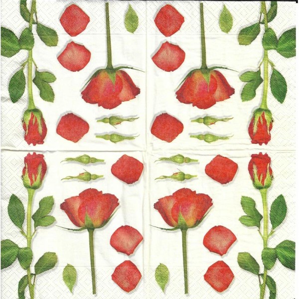 4 Serviettes en papier Parfum de Rose Fleur Format Cocktail - Photo n°2