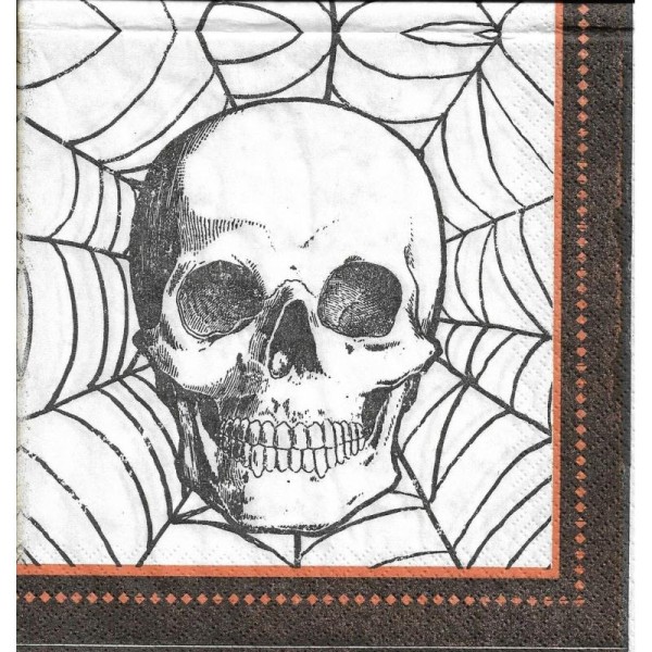 4 Serviettes en papier Tête de mort Halloween Format Lunch - Photo n°2