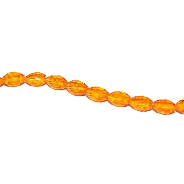 Perle facette ovale en verre 6x4 mm orange transparent x10 - Photo n°1