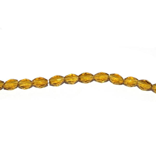 Perle facette ovale en verre 6x4 mm doré transparent x10 - Photo n°1