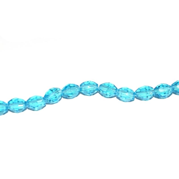Perle facette ovale en verre 6x4 mm bleu transparent x10 - Photo n°1