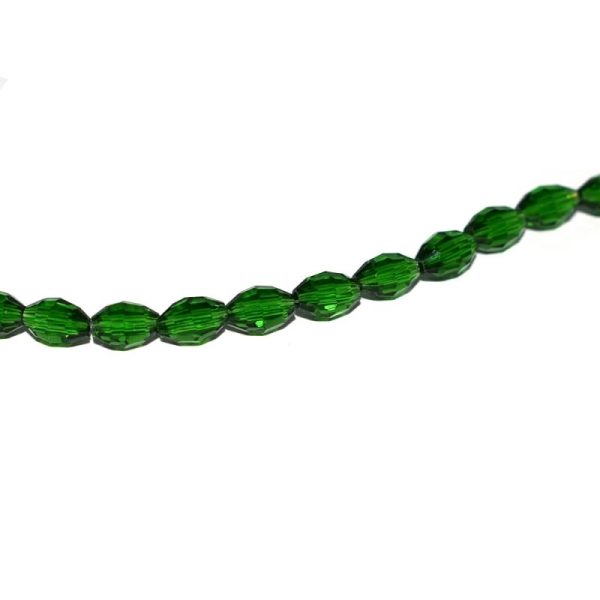 Perle facette ovale en verre 6x4 mm vert transparent x10 - Photo n°1