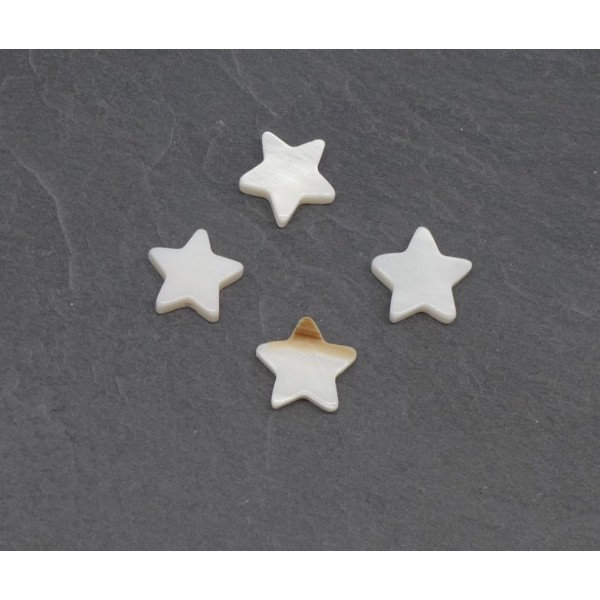 R-6 Perles Étoile En Nacre 10mm De Couleur Blanc Cassé Ivoire Nacré - Photo n°2