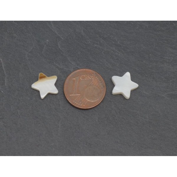 R-6 Perles Étoile En Nacre 10mm De Couleur Blanc Cassé Ivoire Nacré - Photo n°3
