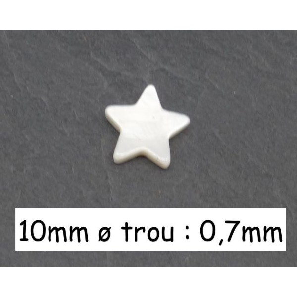 R-6 Perles Étoile En Nacre 10mm De Couleur Blanc Cassé Ivoire Nacré - Photo n°1