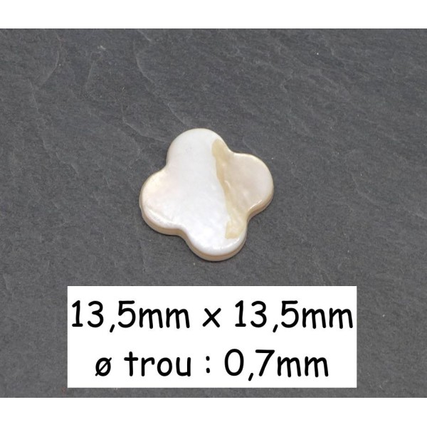 R-4 Perles Fleur En Nacre, Croix De Couleur Ivoire Nacré 13,5mm - Photo n°1