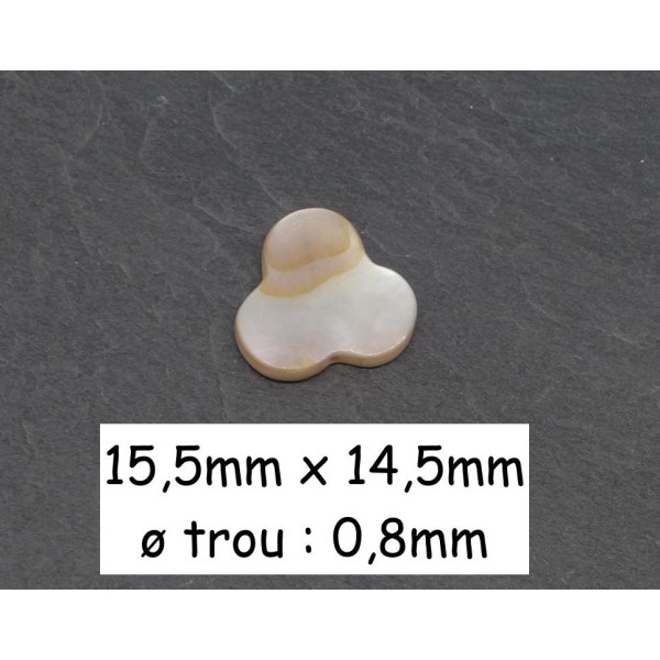 4 Perles Fleur, Rond En Nacre De Couleur Ivoire Nacré 15mm - Photo n°1