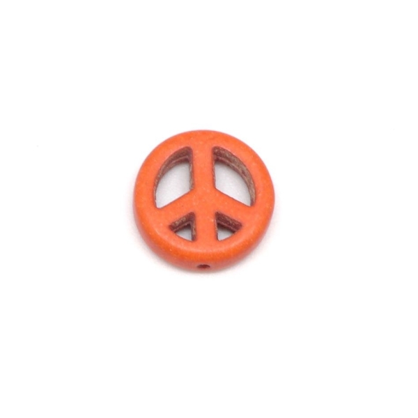 5 Perles Peace And Love Orange Imitation Howlite 15mm - Photo n°2