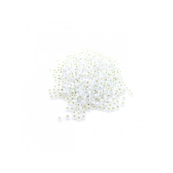 Perles miyuki rocaille 11/0 blanc laiteux intérieur argenté ref 551 par 10g - Photo n°1