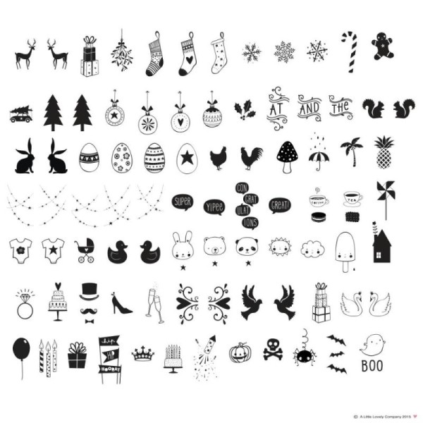 Set de Symboles Célébrations 85 signes Fêtes pour Lightbox - Photo n°1