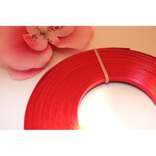 1 M De Fil Aluminium Plat Couleur Rouge 5Mm - Création Bijoux - Photo n°1