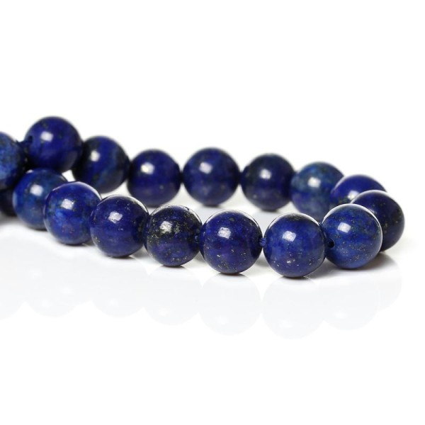10 Perles Lapiz Lazuli Bleu Foncé Ronde 8Mm -Sc34132- - Photo n°1