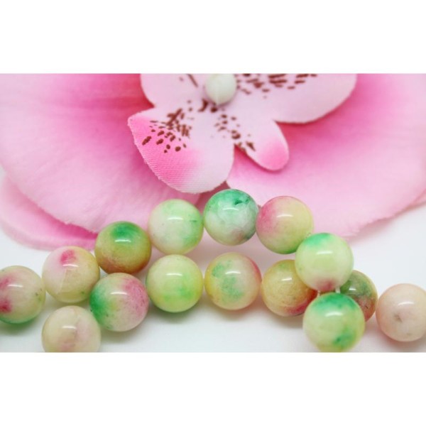 10 Perles Synthétiques Mashan Jade Multicolore 10Mm -Sc39319- Création Bijoux- - Photo n°1