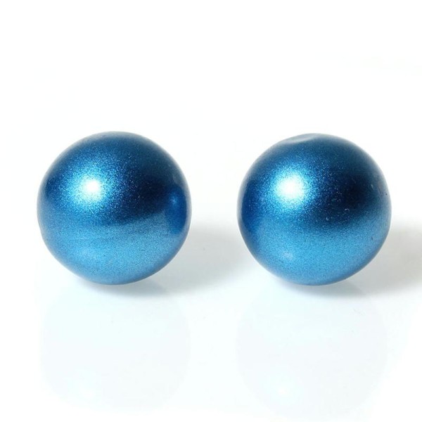 2 Perles Bola Sonore 16Mm Sans Trous Bleu Laqué -Sc75842- Création Bijoux- - Photo n°1