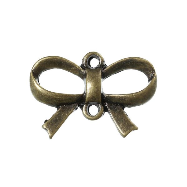 5 Connecteurs Pendentifs Charm Coeur Noeud Bronze 21X14Mm -Création Bijoux- Sc35827- - Photo n°1