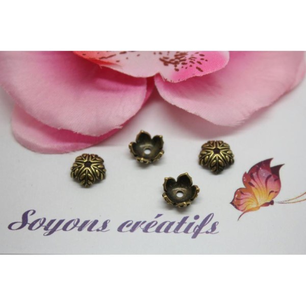 5 Coupelles Fleurs 10Mm Bronze Pour Perles -Sc0080875- - Photo n°1