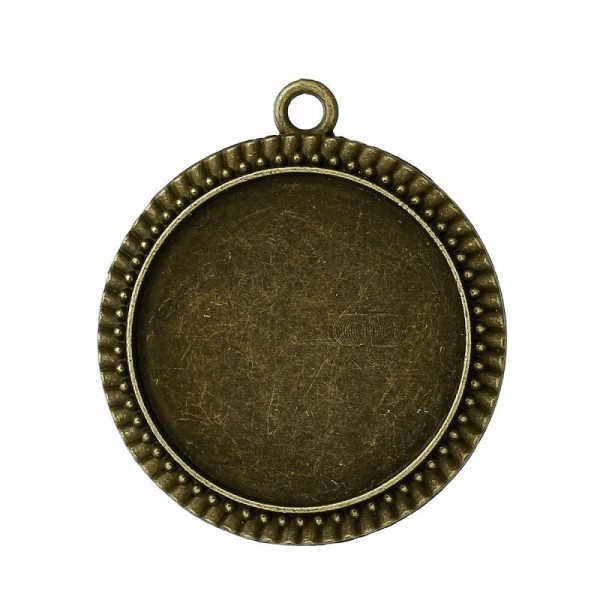5 Pendentifs Breloque Bronze Pour Cabochon 25Mm -Sc68881- - Photo n°1