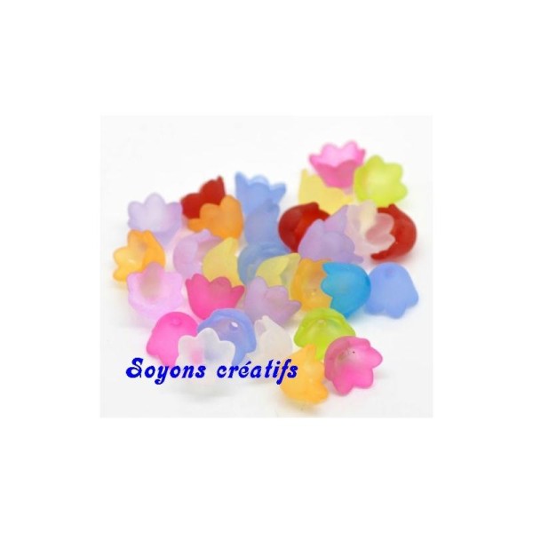 50 Perles Coupelles Acryliques Fleurs 10X7Mm Couleur Mixte - Photo n°1