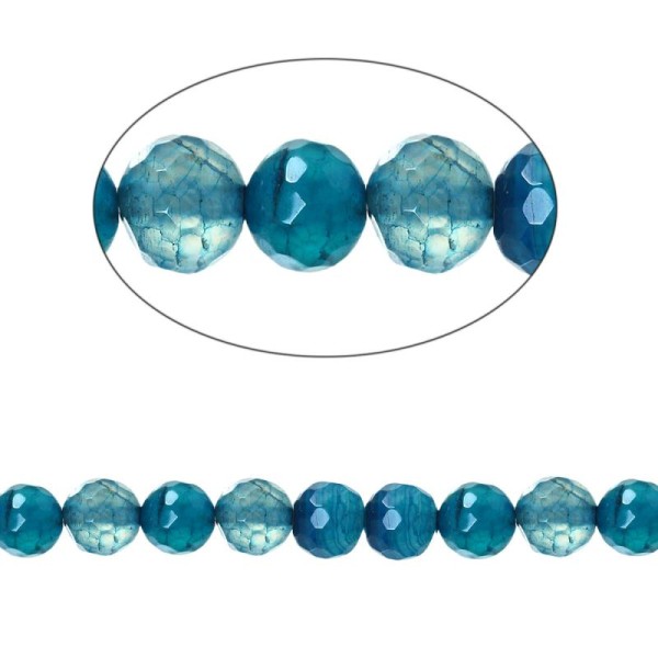 60 Perles Agate Ronde Facette Bleu 6Mm -Sc74480- - Photo n°1
