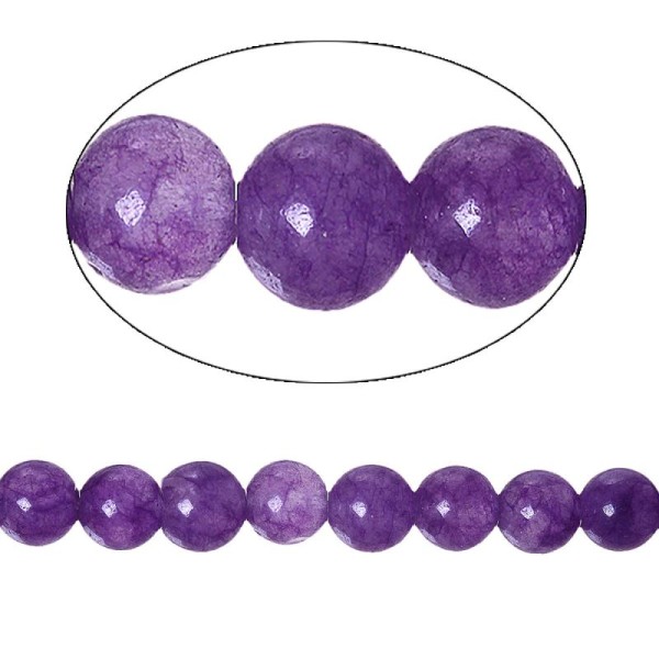 60 Perles Agate Ronde Violet 6Mm -Sc74492- - Photo n°1