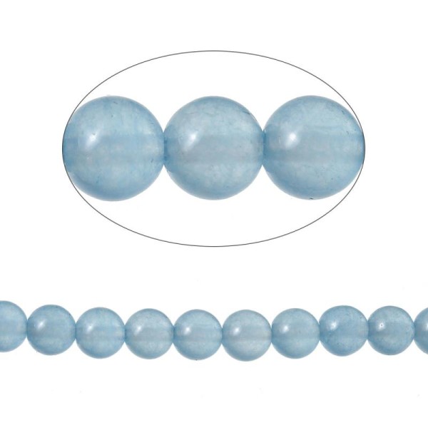 90 Perles Agate Ronde Bleu Clair 4Mm -Sc71587- - Photo n°1