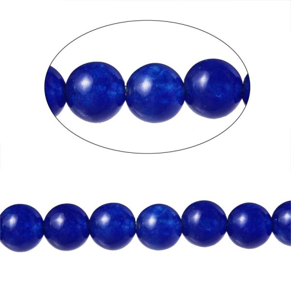 90 Perles Agate Ronde Bleu Foncé 4Mm -Sc71586- - Photo n°1