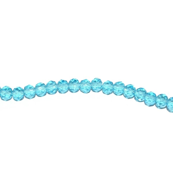 Perle à facettes rondes aplaties 3x4 mm bleu clair transparent x10 - Photo n°1