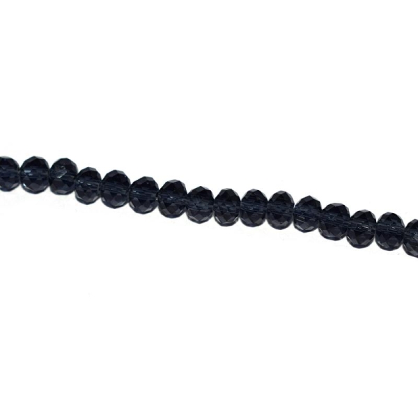 Perle à facettes rondes aplaties 3x4 mm bleu foncé transparent x10 - Photo n°1