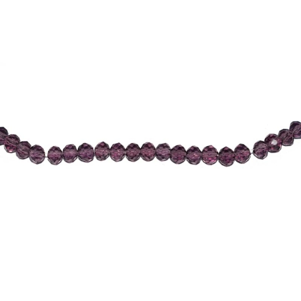 Perle à facettes rondes aplaties 3x4 mm violet transparent x10 - Photo n°1