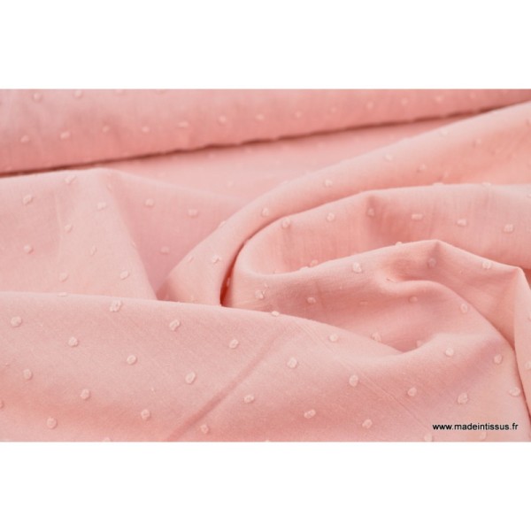 Tissu voile de coton Oeko tex plumetis rose - Photo n°4