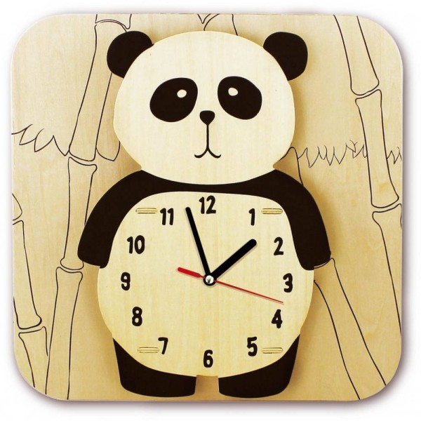 Horloge Panda à monter et à peindre. Livré avec peinture et pinceau. Robotime - Photo n°1