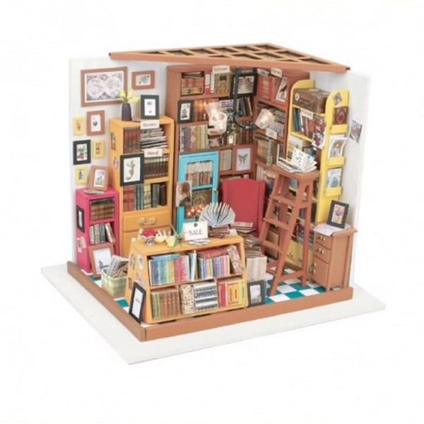 Bibliothèque Sam avec lumière- kit en bois 22,5 x 18,5 x 19 cm . Montage estimé 20 h - nombreux acc - Photo n°1