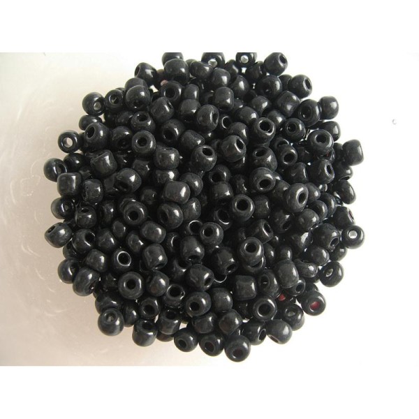 10G Perles rocaille noir 6/0 (4mm) - Photo n°1