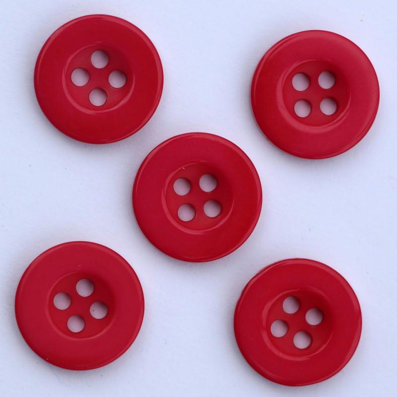 Mercerie Lot de 5 boutons carrés plastique rouge blanc Milky 20mm button