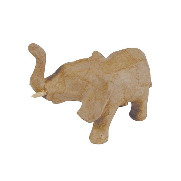 Eléphant trompe en l'air en papier mâché 11 cm - Photo n°1