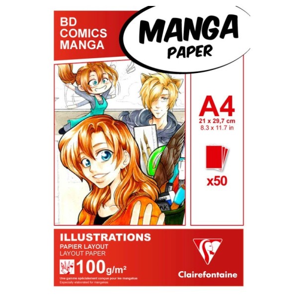 Manga bloc illustrations A4 50f 100g blanc - Photo n°1