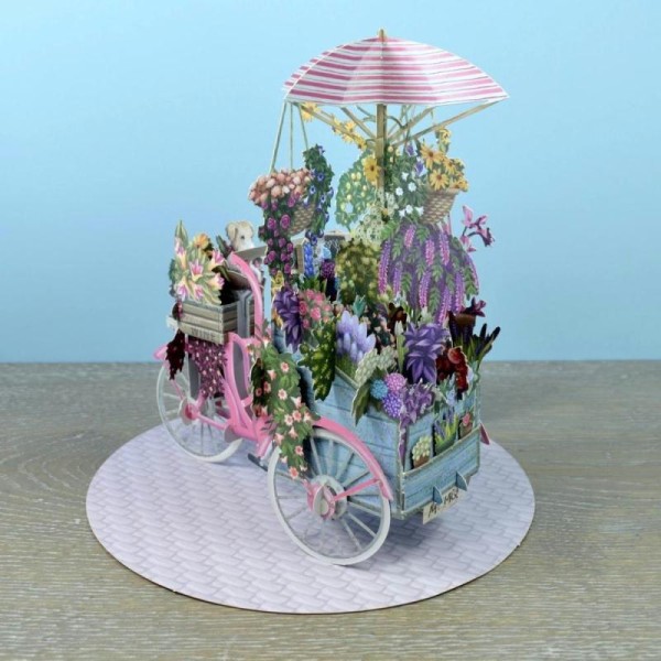 Carte 3D Chariot de Fleurs et Chiens 16x16 Décor en relief avec enveloppe - Photo n°2