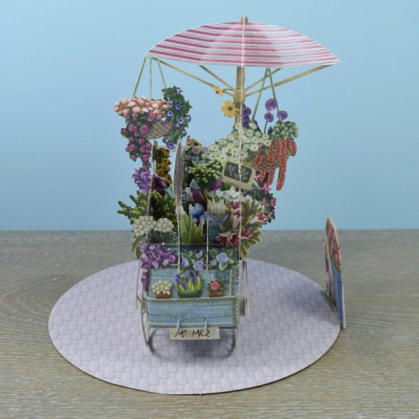 Carte 3D Chariot de Fleurs et Chiens 16x16 Décor en relief avec enveloppe - Photo n°3