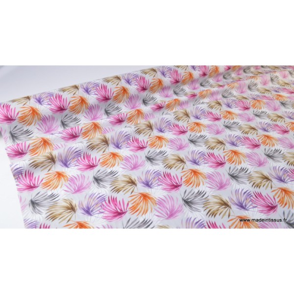 Tissu popeline coton imprimé Palmes Minibiscus - Photo n°4
