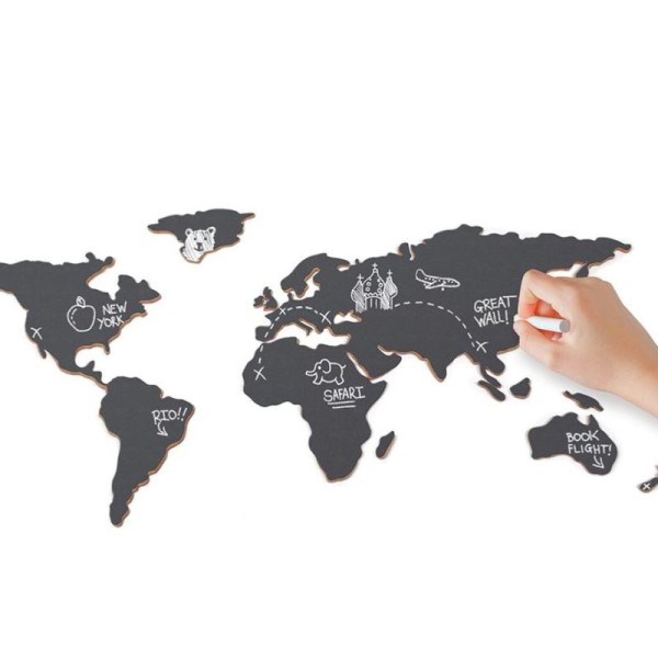 Carte du Monde Ardoise à coller au mur Planisphère Chalkboard 100x46 cm - Photo n°1