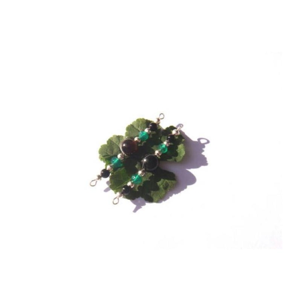 Onyx noir et vert : Paire de connecteurs 35 MM de longueur x 6 MM de diamètre - Photo n°1
