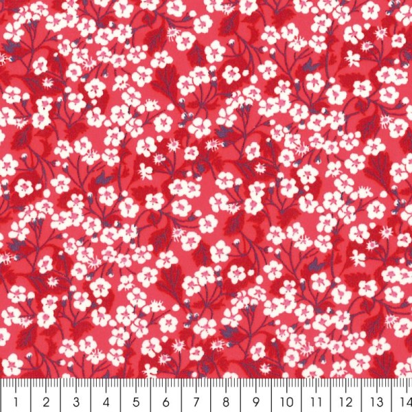 Tissu Liberty Mitsi Valeria rouge - 3259 C - Par 10 cm (sur mesure) - Photo n°2