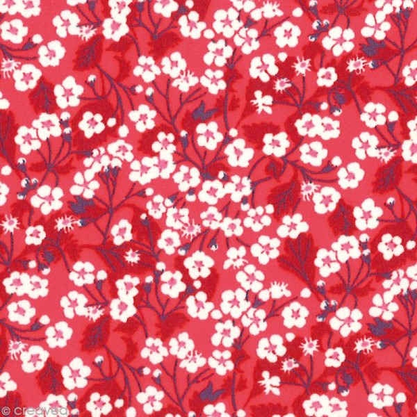 Tissu Liberty Mitsi Valeria rouge - 3259 C - Par 10 cm (sur mesure) - Photo n°1