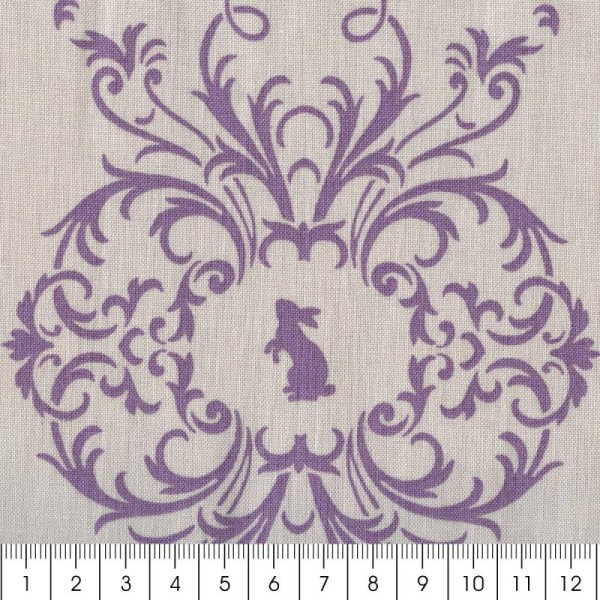 Tissu Gütermann - French cottage - Animaux violets Fond beige - Par 10 cm (sur mesure) - Photo n°2