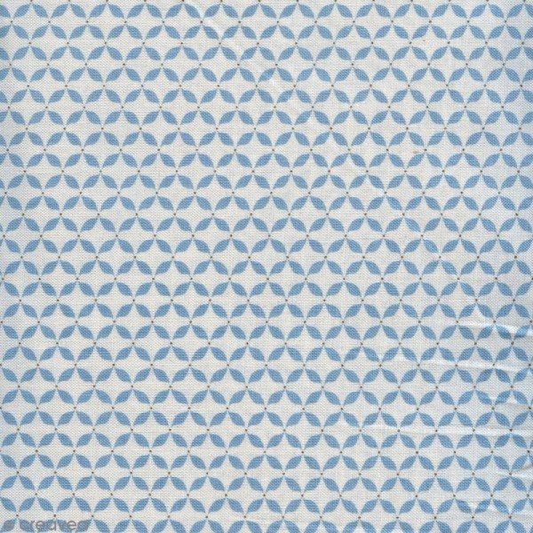 Tissu Gütermann - French cottage - Croisillons Bleu ciel - Par 10 cm (sur mesure) - Photo n°1