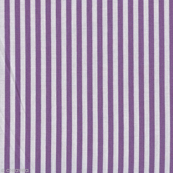 Tissu Gütermann - French cottage - Rayures Violet - Par 10 cm (sur mesure) - Photo n°1