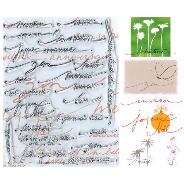 Tampons transparents Texte Manuscrit - Set de 22 tampons - Photo n°1
